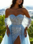 Shop 2024 ANNAKOO Off The Shoulder Trumpet Mermaid Tulle Prom Dress Under 233