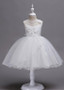 White In Stock 3D Flowers Jewel  Ball Gown Flower Girl Dress 