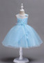 Blue In Stock 3D Flowers Jewel  Ball Gown Flower Girl Dress 