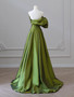 Green Satin A Line Sweetheart Princess Prom Dress