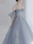 Shop 2024 Annakoo Off The Shoulder Tulle Sparkle Blue Prom Dress Under 139