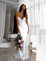 Shop 2024 ANNAKOO Elastic Woven Satin Ruched Spaghetti Straps Wedding Dress Under 149
