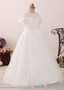 White  Lace Jewel Neckline A-line Flower Girl Dress