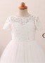 White  Lace Jewel Neckline A-line Flower Girl Dress