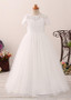 White  Lace Jewel Neckline A-line Flower Girl Dress