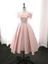 Shop 2024 ANNAKOO Satin Tea Length Pink A-Line Off Shoulder Prom Dress Under 119