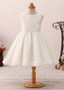 Jewel Neckline A-line Flower Girl Dress With Lace Appliques & Handmade Flowers & Belt