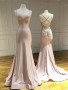 Shop 2024 ANNAKOO Blush Satin Unique Back Detail Mermaid Prom Dress Under 129