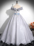 Shop 2024 ANNAKOO  White & Blue Tulle Off The Shoulder Prom Dress Under 18