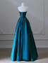 Shop 2024 ANNAKOO Elegant Sweep Train Sweetheart Teal Satin Prom Dress Under 135