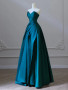 Shop 2024 ANNAKOO Elegant Sweep Train Sweetheart Teal Satin Prom Dress Under 135