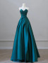 Shop 2024 ANNAKOO Elegant Sweep Train Sweetheart Teal Satin Prom Dress Under 135