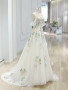Shop 2024 ANNAKOO A-Line Off Shoulder Ivory Tulle Applique Prom Dress Under 168