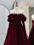 Shop 2024 ANNAKOO Beading A-Line Long Sleeves Velvet Burgundy Prom Dress Under 169