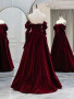Shop 2024 ANNAKOO Beading A-Line Long Sleeves Velvet Burgundy Prom Dress Under 169