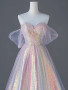 Shop 2024 ANNAKOO  Fantastical Pastel Rainbow Off The Shoulder Prom Dress Under 148