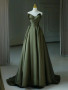 Shop 2024 ANNAKOO Elegant Olive Green Off-Shoulder Satin Prom Dress Under 137