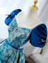 Shop 2024 ANNAKOO Vintage-Inspired Blue Floral Short Sleeves Prom Dress Under 149