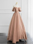 Shop 2024 ANNAKOO A-Line Off Shoulder Satin Champagne Lace Up Prom Dress Under 139