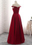 Satin Off-the-shoulder Burgundy A-line Bridesmaid Dress
