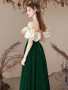 Shop 2024 ANNAKOO A-Line Sweetheart Short Sleeve Velvet Green Prom Dress Under 148