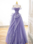 Shop 2024 ANNAKOO A-Line Off Shoulder Tulle Ruffles Purple Prom Dress Under 178