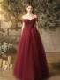 Shop 2024 ANNAKOO  Burgundy Sweetheart Beading Tulle Prom Dress Under 159