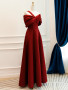 Shop 2024 ANNAKOO A-Line One Shoulder Satin Ruched Burgundy Prom Dress Under 138
