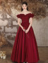 Shop 2024 ANNAKOO Off Shoulder Satin Burgundy A Line Prom Dres Under 137