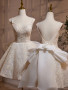 Shop 2024 ANNAKOO A-Line V Neck Lace Ivory Beading Homecoming Dress With Bowknot Under 137