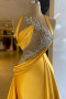Shop 2024 ANNAKOO Yellow Beading Satin Sheath Column Cut Prom Dress Under 245
