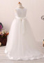 Beading Belt Hi-lo A-line Flower Girl Dress With Lace Appliques