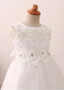 Beading Belt Hi-lo A-line Flower Girl Dress With Lace Appliques