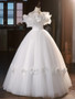 Shop 2024 ANNAKOO Ball Gown Tulle Off The Shoulder Flower Pearls Wedding Dress Under 329