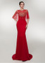  Spandex Jewel Beading Red Mermaid Evening Prom Dress