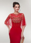  Spandex Jewel Beading Red Mermaid Evening Prom Dress