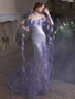 Shop 2024 ANNAKOO Ruffles Purple Off The Shoulder Mermaid Prom Dress With Slit Under 169