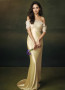 Shop 2024 ANNAKOO Off The Shoulder Satin Gold Trumpet Mermaid Prom Dress Under 140