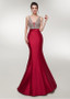 Satin V-neck Red Long Beading Prom Mermaid Evening Dress 