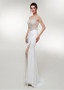 Tulle V-neck White Long Prom Mermaid Evening Dress