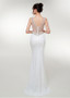 Tulle V-neck White Long Prom Mermaid Evening Dress