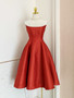 Shop 2024 ANNAKOO Strapless Satin Red A Line Ankle Length Homecoming Dress Under 95
