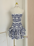 Shop 2024 ANNAKOO Strapless Short Mini A Line Blue Print Homecoming Dress Under 98