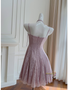 Shop 2024 ANNAKOO Purple Lace A Line Halter Flower Short Mini Homecoming Dress Under 97