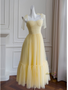 Shop 2024 ANNAKOO Yellow Tie Shoulder Lace Up Sweetheart Homecoming Dress Under 98