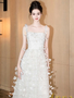 Shop 2024 ANNAKOO Feather Sequin A Line Straps Sequin Wedding Dress Under 399