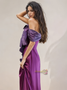 Shop 2024 ANNAKOO Purple Off The Shoulder Satin Mermaid Prom Dress Under 178