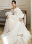 Shop 2024 ANNAKOO Long Sleeve Tulle A Line Appliques Wedding Dress Under 198