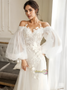 Shop 2024 ANNAKOO Long Sleeve Tulle A Line Appliques Wedding Dress Under 198