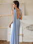 Shop Backless Strapless Blue Stain Sheath Column Prom Dress With Slit Under 139